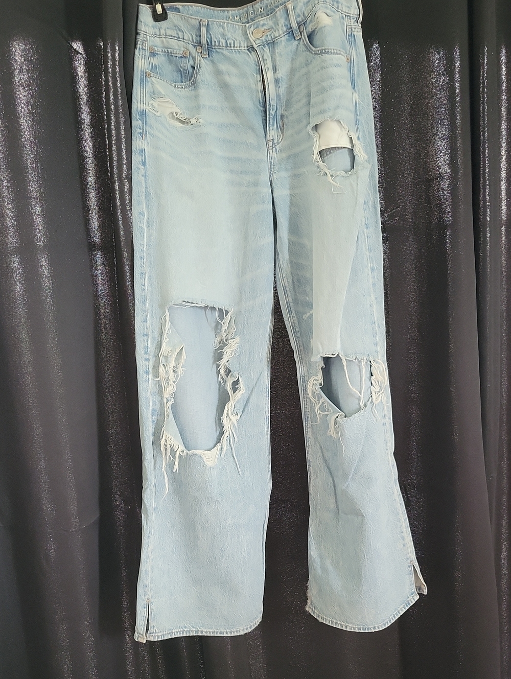 American Eagle Outfitters Light Blue Ripped Flare Jeans